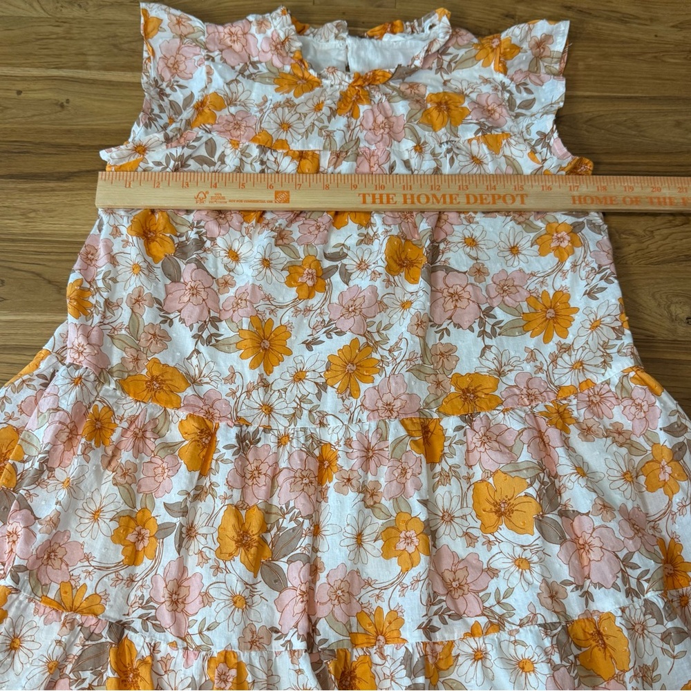 Lush Floral Dress Women’s Small Summer Dress 100% Cotton Orange Pink White - Picture 7 of 10